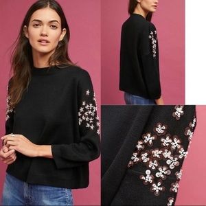 Anthropologie Embellished Sleeve Sweater